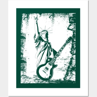 Statue of Liberty with Rock Guitar Posters and Art